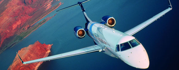 Corporate jet in flight