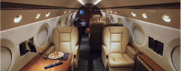 Luxury private jet interior